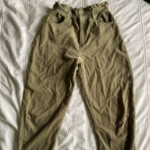 Sage green corduroy balloon pants